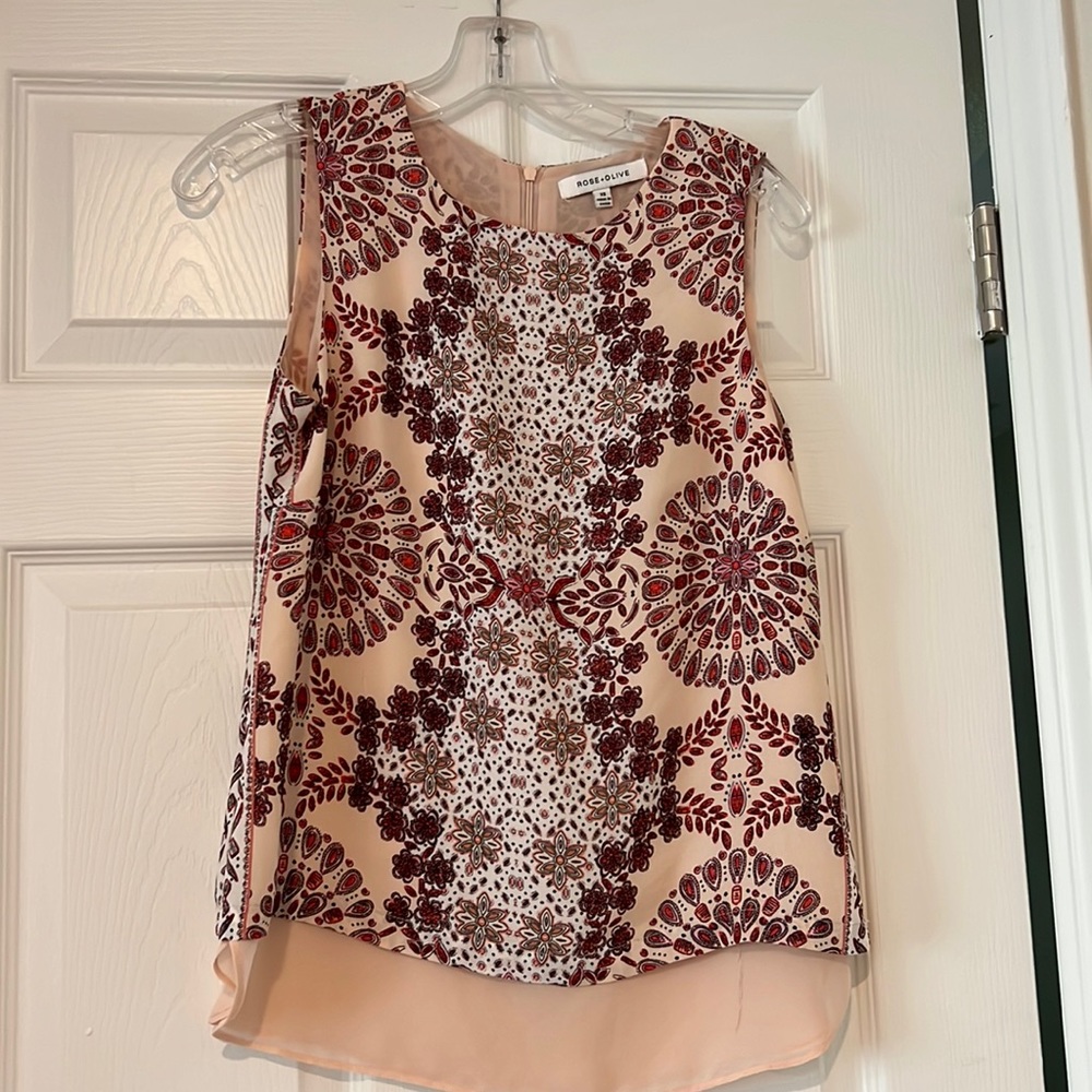 Rose + Olive Peach Women’s Sleeveless Blouse Size XS